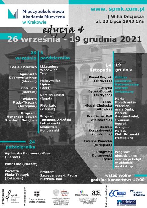 Ozdobna grafika z informacjami o koncertach