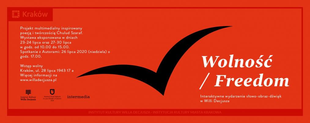 Grafika ozdobna z napisem Wolność