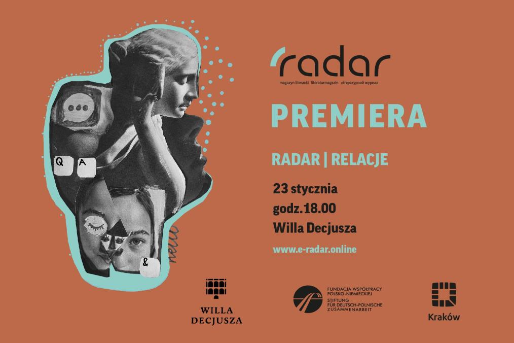 grafika ozdobna z napisem RADAR | PREMIERA