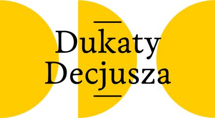Ozdobna grafika z napisem Dukaty Decjusza