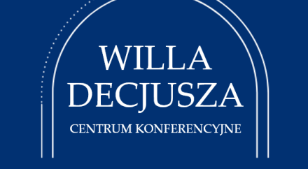Grafika ozdobna z napisem Willa Decjusza Centrum Konferancyjne
