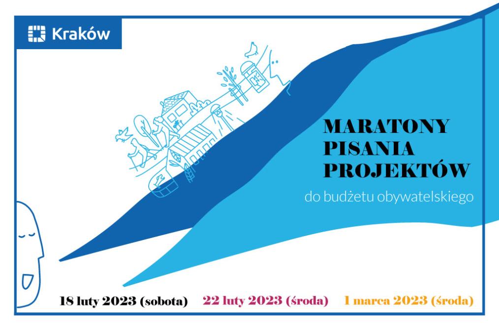 Ozdobna grafika z napisem Maratony Pisania Projektów