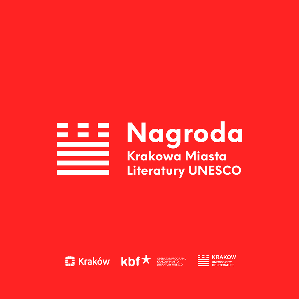 Grafika ozdobna z napisem Nagroda Krakowa Miasta Literatury UNESCO